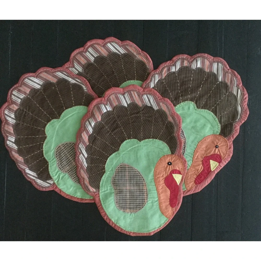 NEW Pottery Barn Set Of 2 Thanksgiving Turkey Placemats, HTF (A)